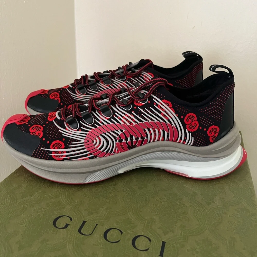 NIB Gucci Run G Logo GG Technical Knit Run  Red /Bback Sz 10G / US 10.5 $920 - Picture 3 of 14